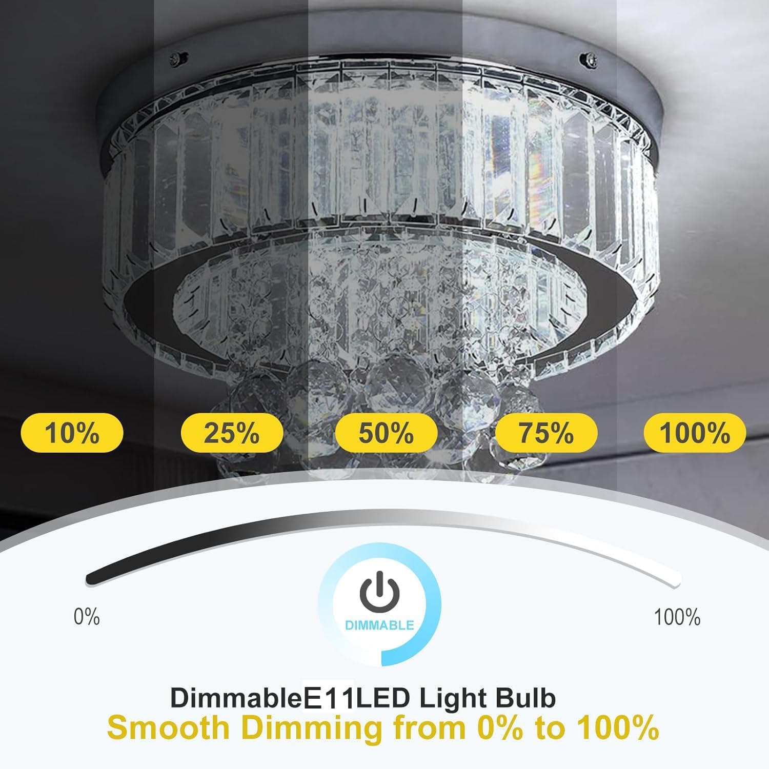 E11 LED Bulb 100W Halogen Bulbs Equivalent, JDE11 Mini Candelabra LED Bulb Dimmable,Daylight White 6000K,8W 1000LM JDE11 120V 100W LED for Ceiling Fan Pendant Lighting (6000K 2Pack)