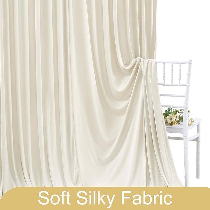 Cortina de Fondo Beige 5x10 pies Arrugas Libre para Bodas Fiestas Photo miniatura 6