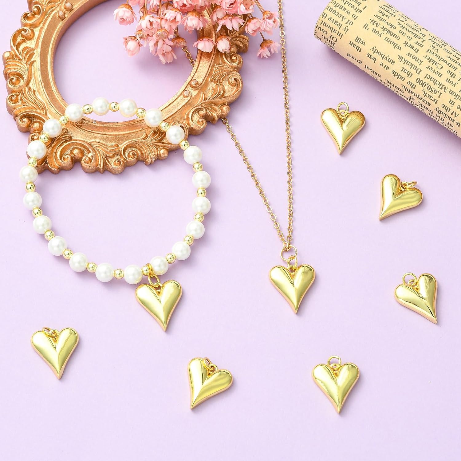 20Pcs Elegant Metal Love Heart Charms with Jump Ring Brass Golden Valentine Heart Charms for Jewelry Making Holiday Gifts - Image 6