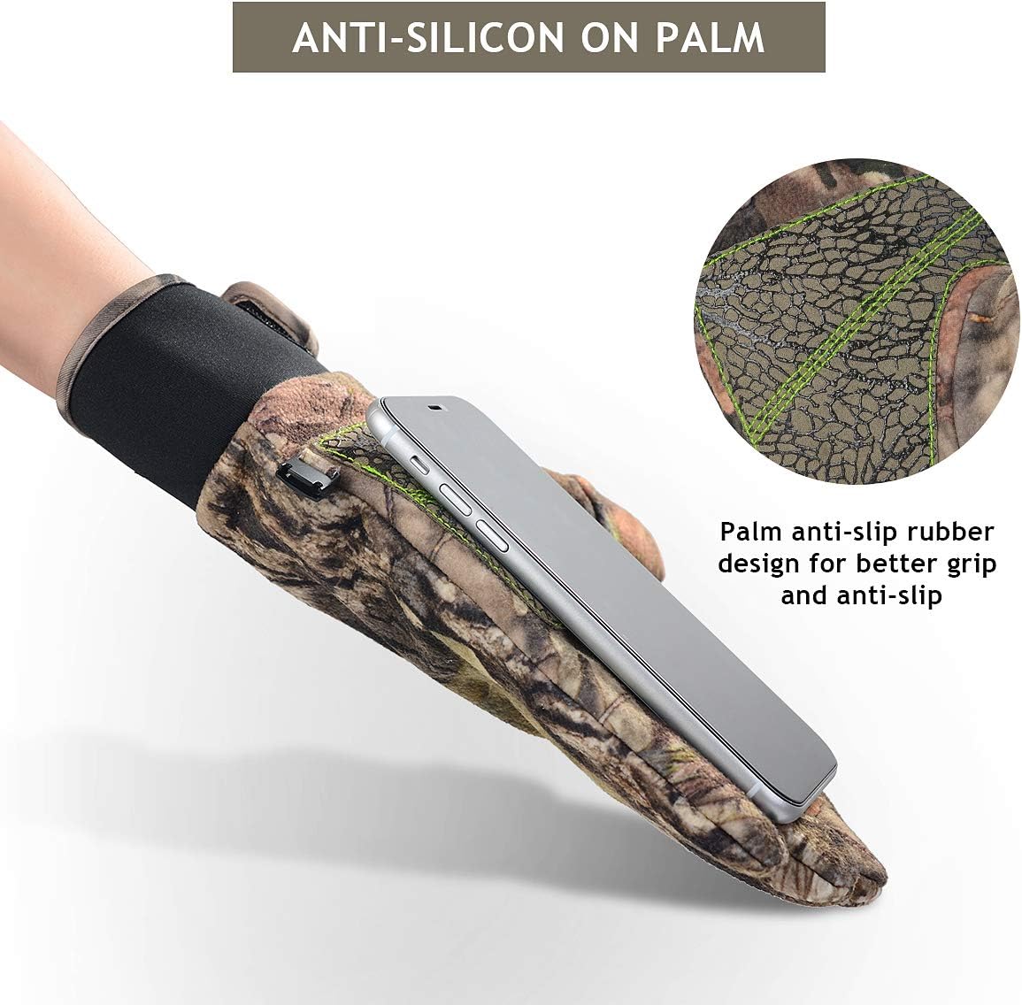 EAmber Camouflage Hunting Gloves Full Finger/Fingerless Adjustable Waterproof Windproof Gloves Pro Anti-Slip Paim Camo Glove Archery Accessories Hunting Outdoors