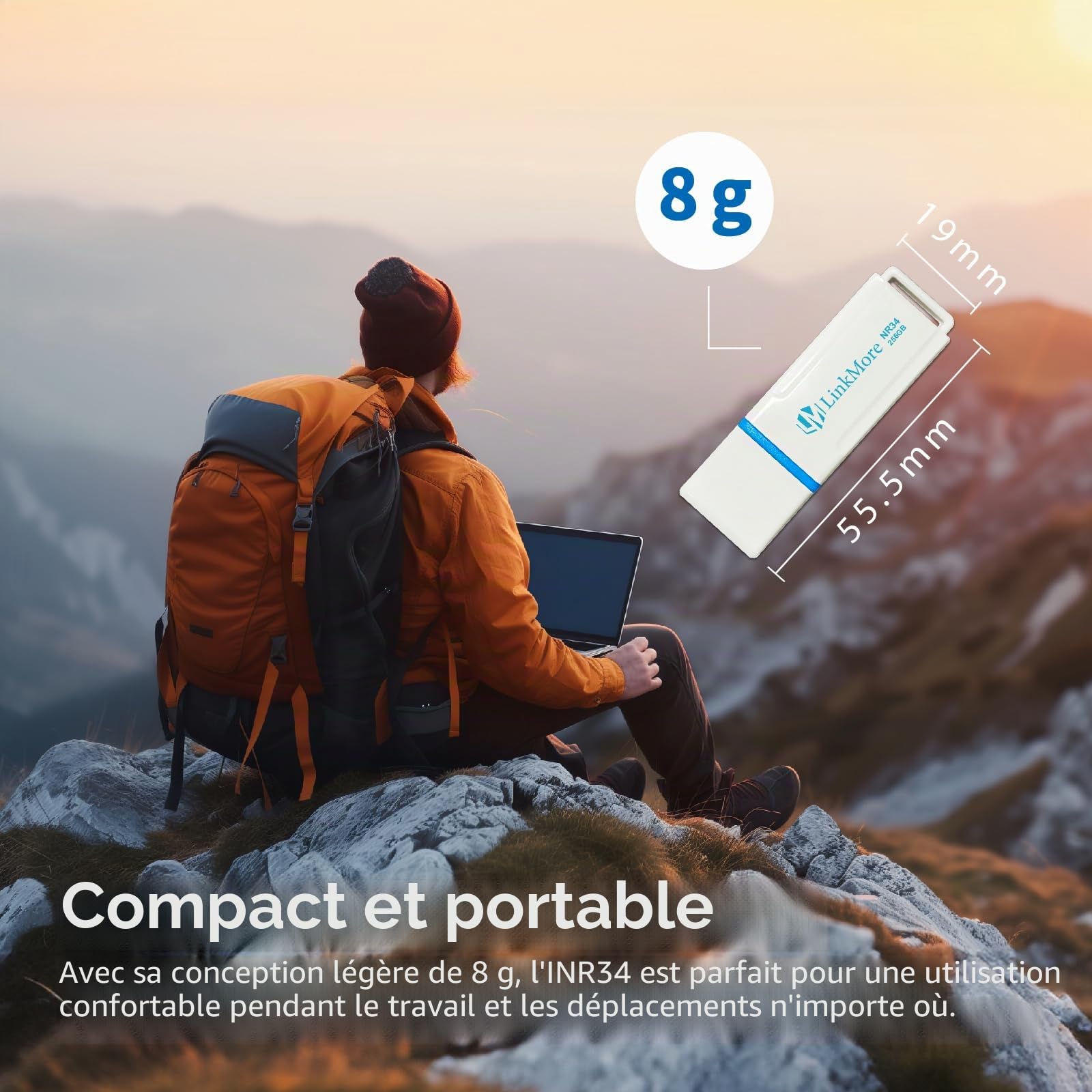 LinkMore NR34 Clé USB 3.1 256 Go, Vitesse de Lecture jusqu'à 120 Mo/s, Vitesse d'écriture jusqu'à 60 Mo/s, clé USB