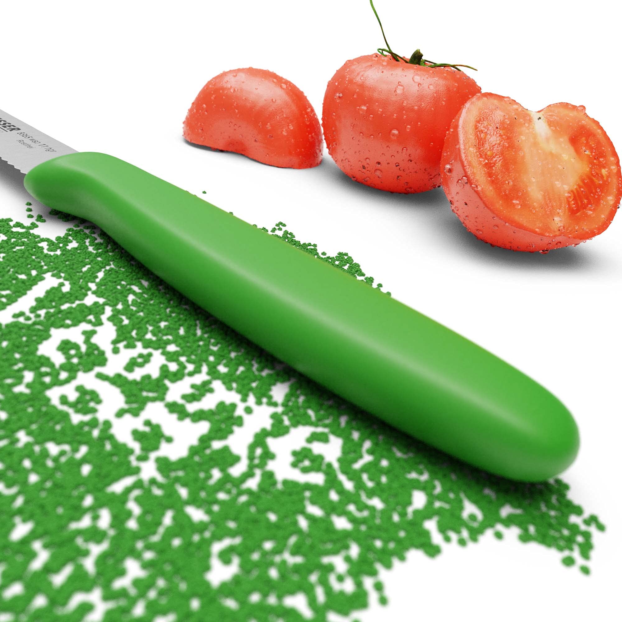 Giesser since 1776 - Made in Germany - Coltello per pomodori, 11 cm, Veggie, coltello multiuso, verde, antiscivolo, piccolo coltello da cucina inossidabile, coltello affilato per una cucina sana