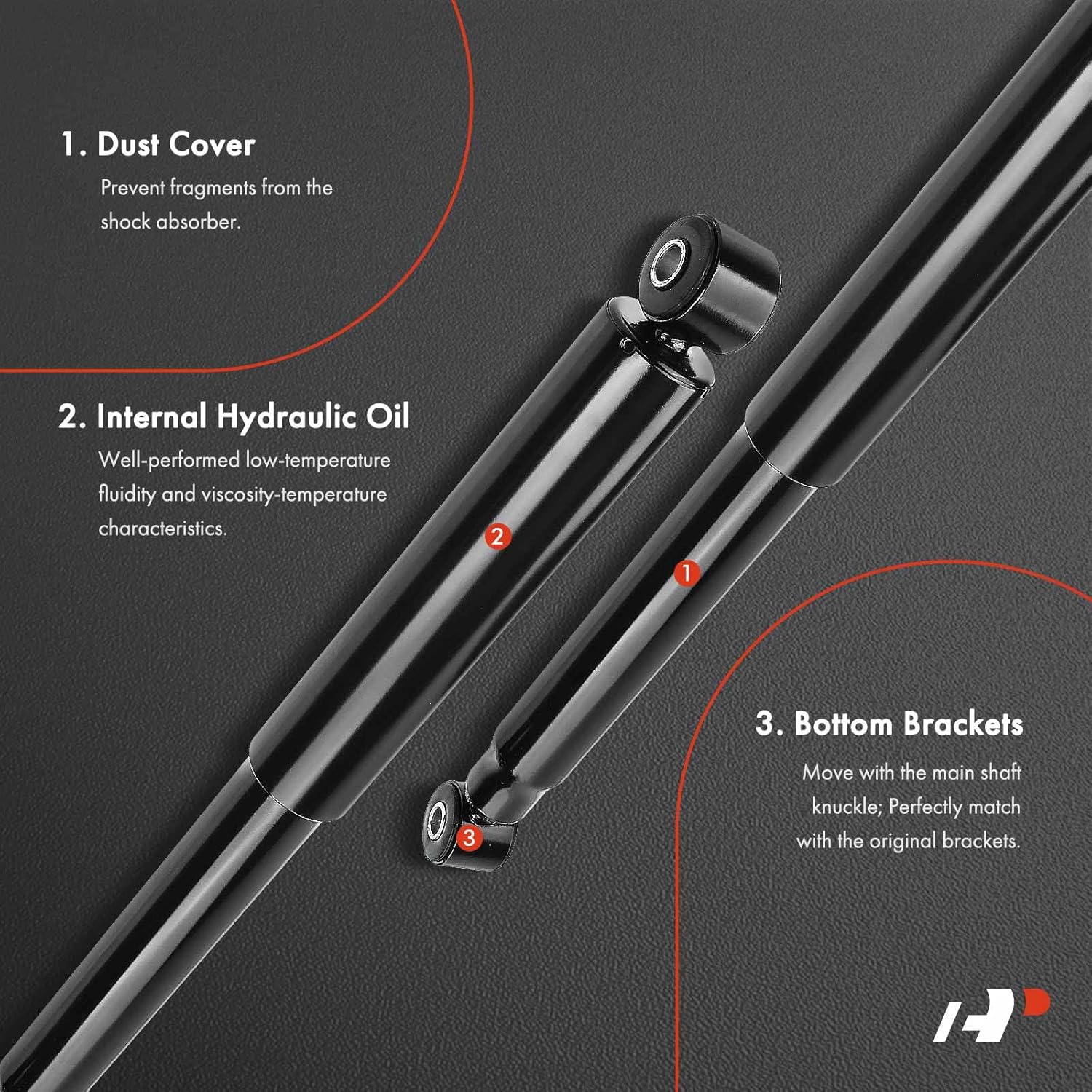 A-Premium Rear Shocks Compatible with Chevrolet Silverado 1500 1999-2007 & Dodge Ram 1500 1994-2002 & GMC Sierra 1500 1999-2007 - [RWD, Exc. Electronic Susp] - 2x Replacement Suspension Strut