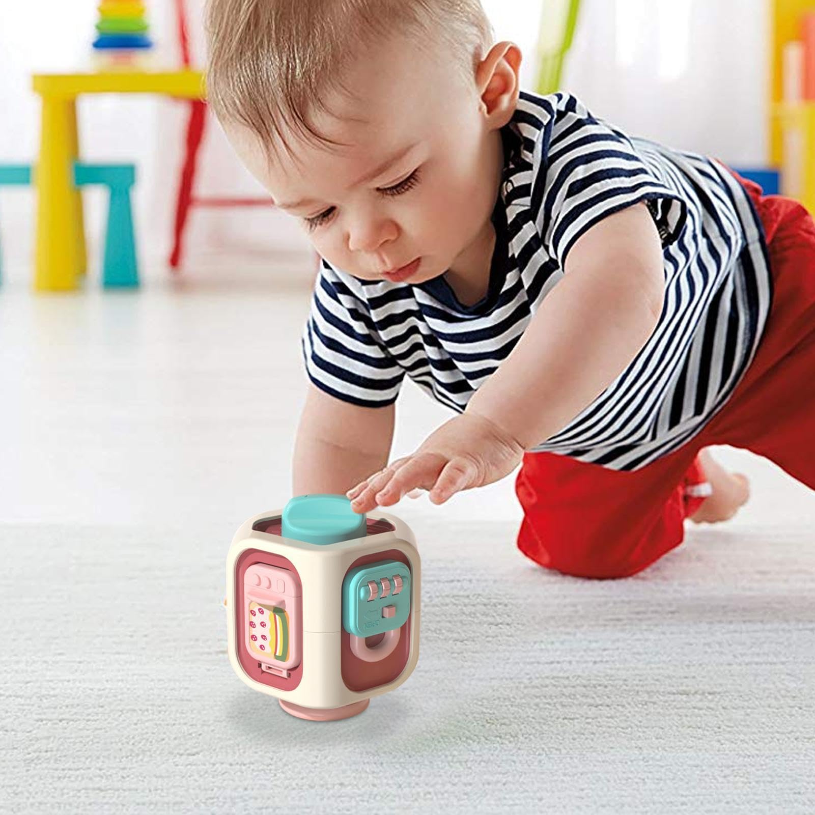 Cubo Giocattolo Per Bambini Giocattoli Didattici Interattivi A 6 Facce Con | Selezionatore Di Forme Per Bambini E Fidget Busy Box Per Bambini Casa Scuola 'Infanzia Istruzione Parentale Aut