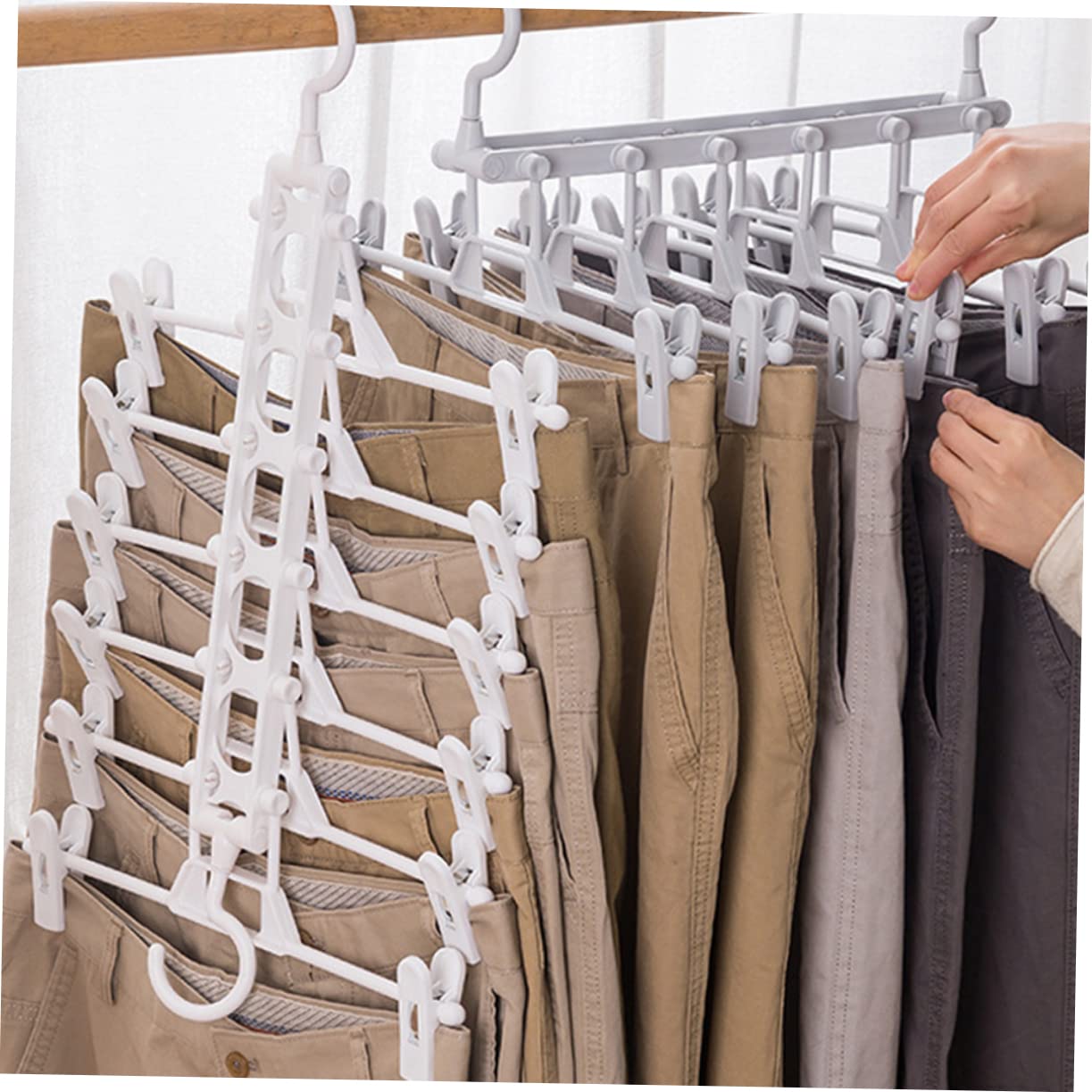 SOLUSTRE 1Pc Multifunctional Multilayer Pants Hanging Rack Hanger for Clothes Space Saving Clothes Organizer for Skirts and Pants Storage Closet
