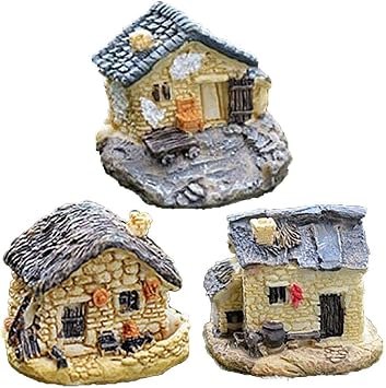 Miniature Bonsai 3pcs Mini Village Stone Houses Micro Landscape Yard Thumbnail House Miniature Garden Ornaments Accessories