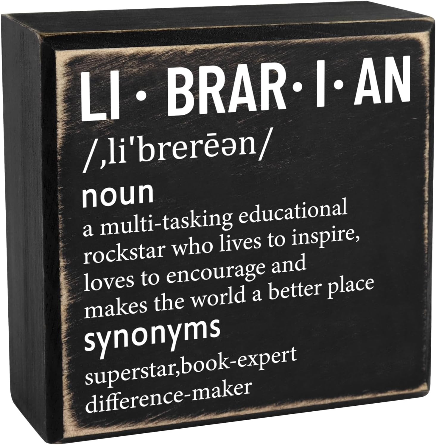 Amazon.com: Librarian Definition Wood Box Sign Decor Desk Sign Library ...