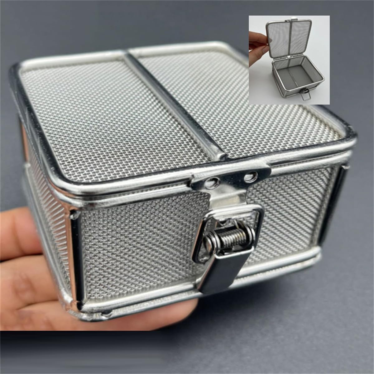 Cestas Perforadas, Cesta de esterilización de Instrumentos de Acero Inoxidable médico, Bandeja de esterilización Perforada de Malla con Tapa y Cerradura, Caja de Instrumentos quirúrgicos de Lavado de