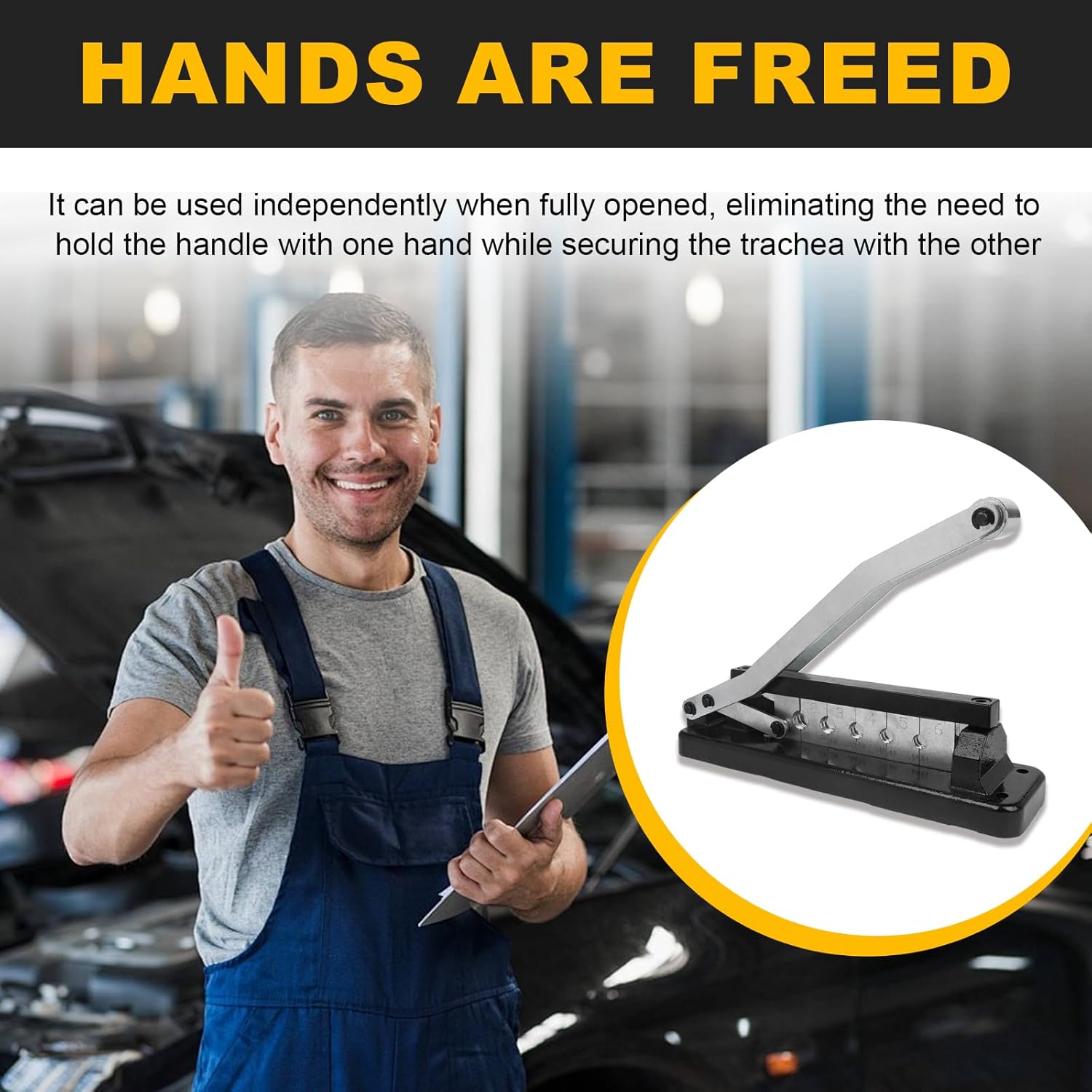 Heavy Duty Bench Hose Crimper Kit with 100 Brass Ferrules(50x 0.593" ID& 50x 0.625" ID), for 1/4", 5/16", 3/8" PVC Rubber Air Hoses, Portable Torch Hose Repair Crimping Tool