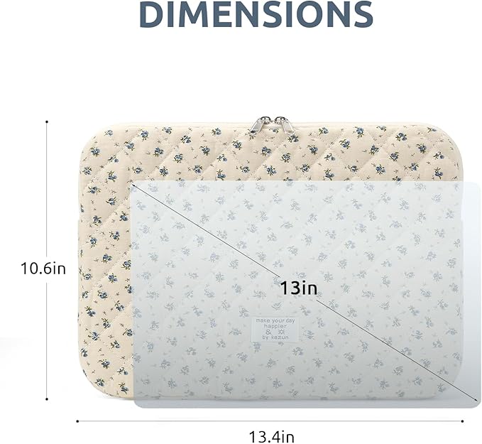 Funda acolchada para laptop 13 pulgadas, estampado floral miniatura 7