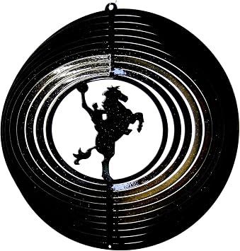 Stainless Steel Wind Spinner, 12" Cowboy, Black Starlight