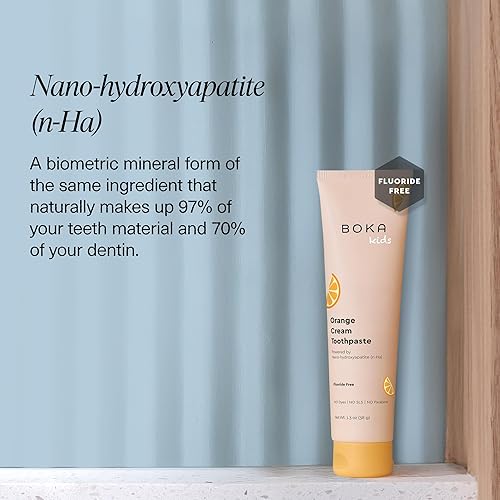 Miniatura 17 de Boka Pasta de dientes sin flúor Nano Hydroxiapatite Pasta de dientes - Sabor a crema de naranja, 4 onzas, 1 paquete fabricado en EE. UU