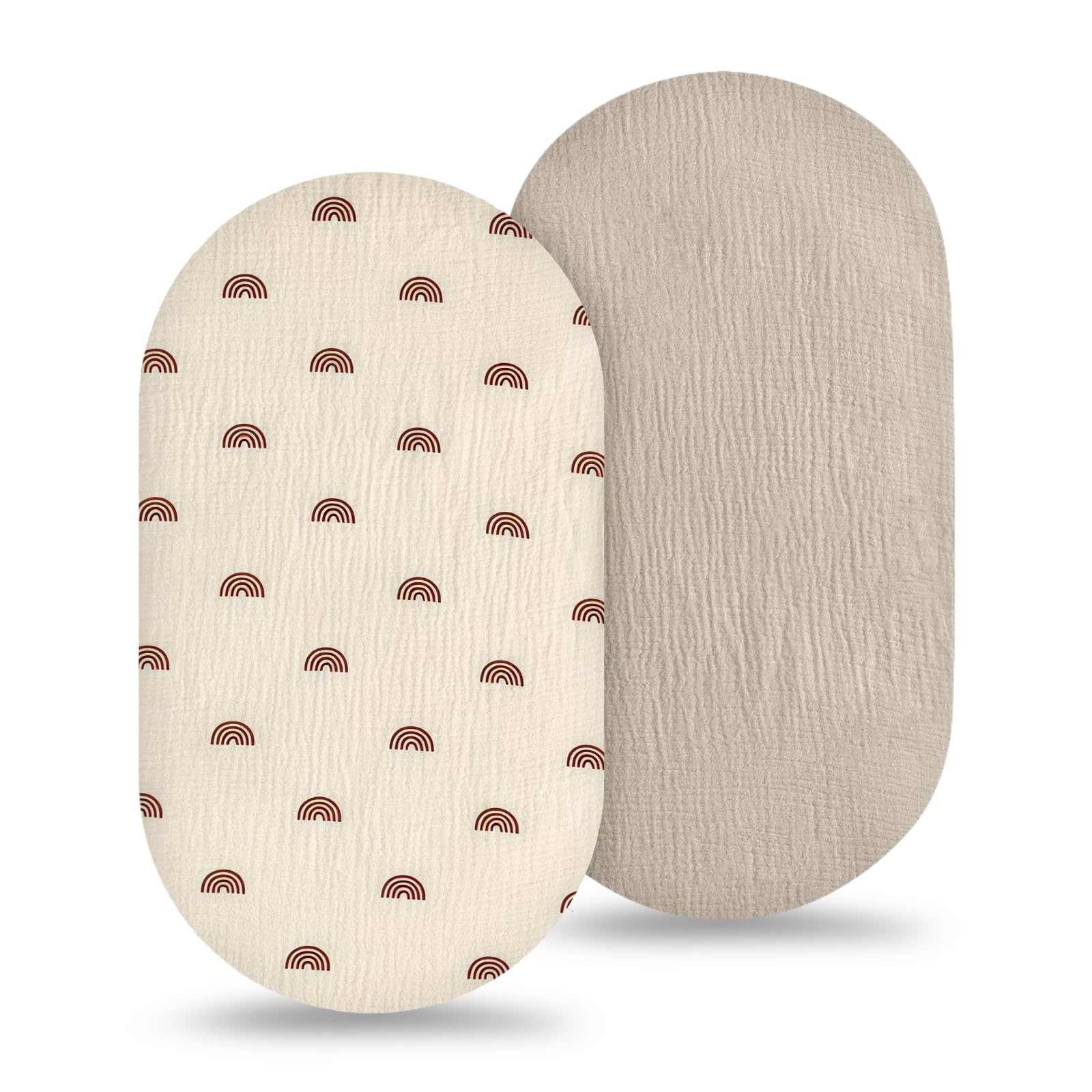 HAGOT 2er-Pack Bettlaken Spannbettlaken, Beistellbett Baby, Laufstall Baby, Matratzenschoner für Laufgitter, 100% Musselin-Baumwolle, für Kinderwagen, 82x41 cm