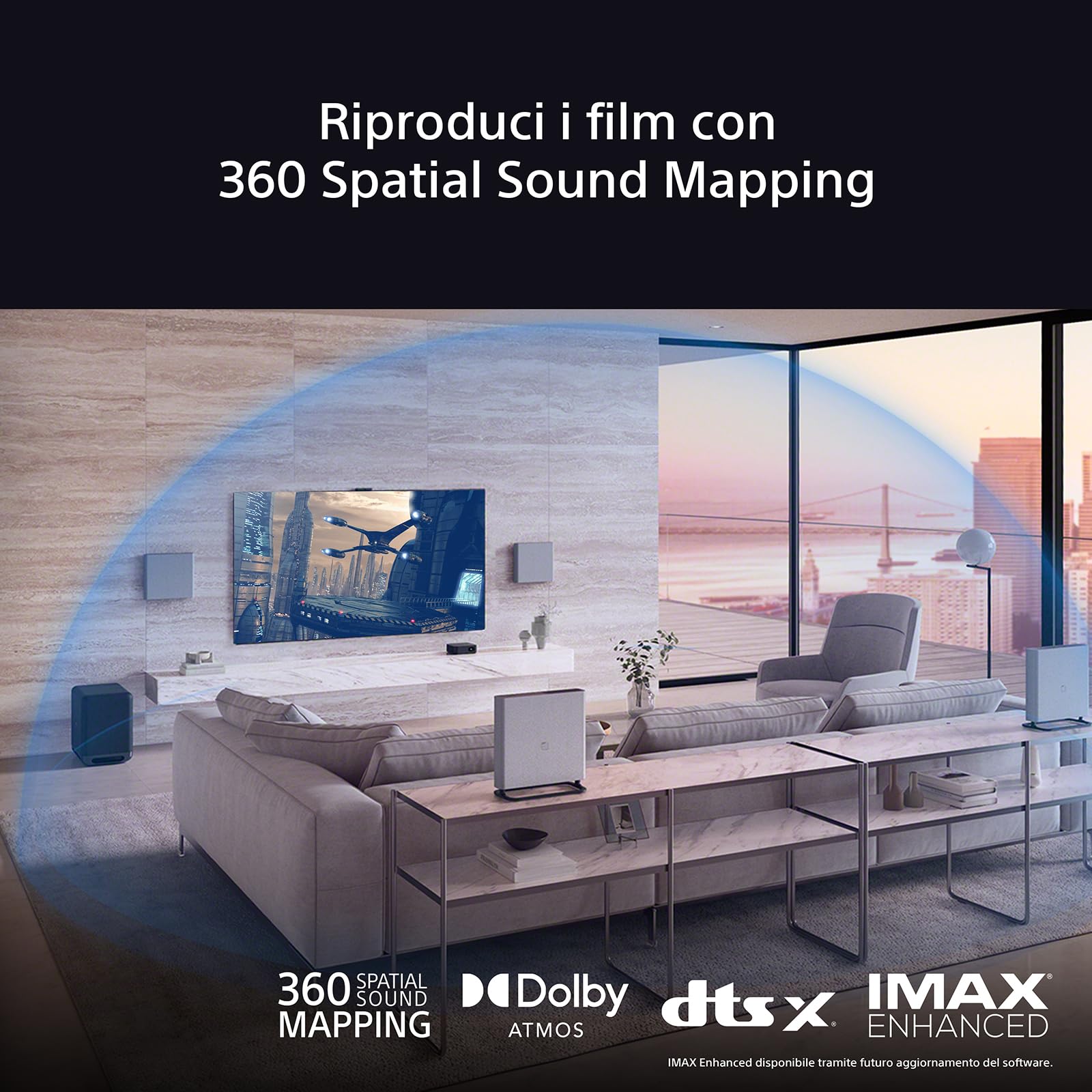 Sony BRAVIA Theatre Quad – Dolby Atmos®, Home Theatre 4 Speaker System per TV, DTS:X, Wi-Fi®, Bluetooth®, 360 Spatial Sound Mapping, Hi Res Audio, grigio, HT-A9M2