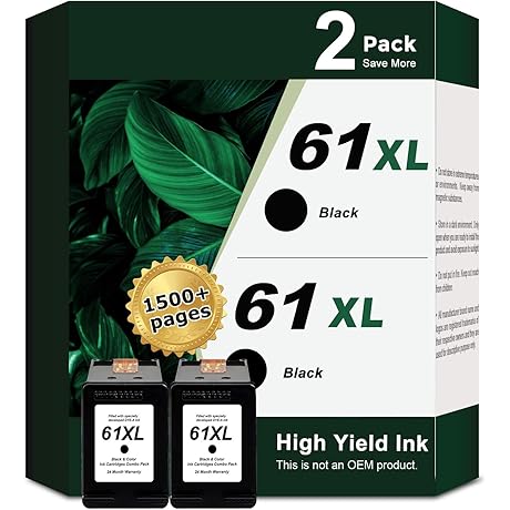 HP 61XL Black Ink Cartridges (2-Pack)
