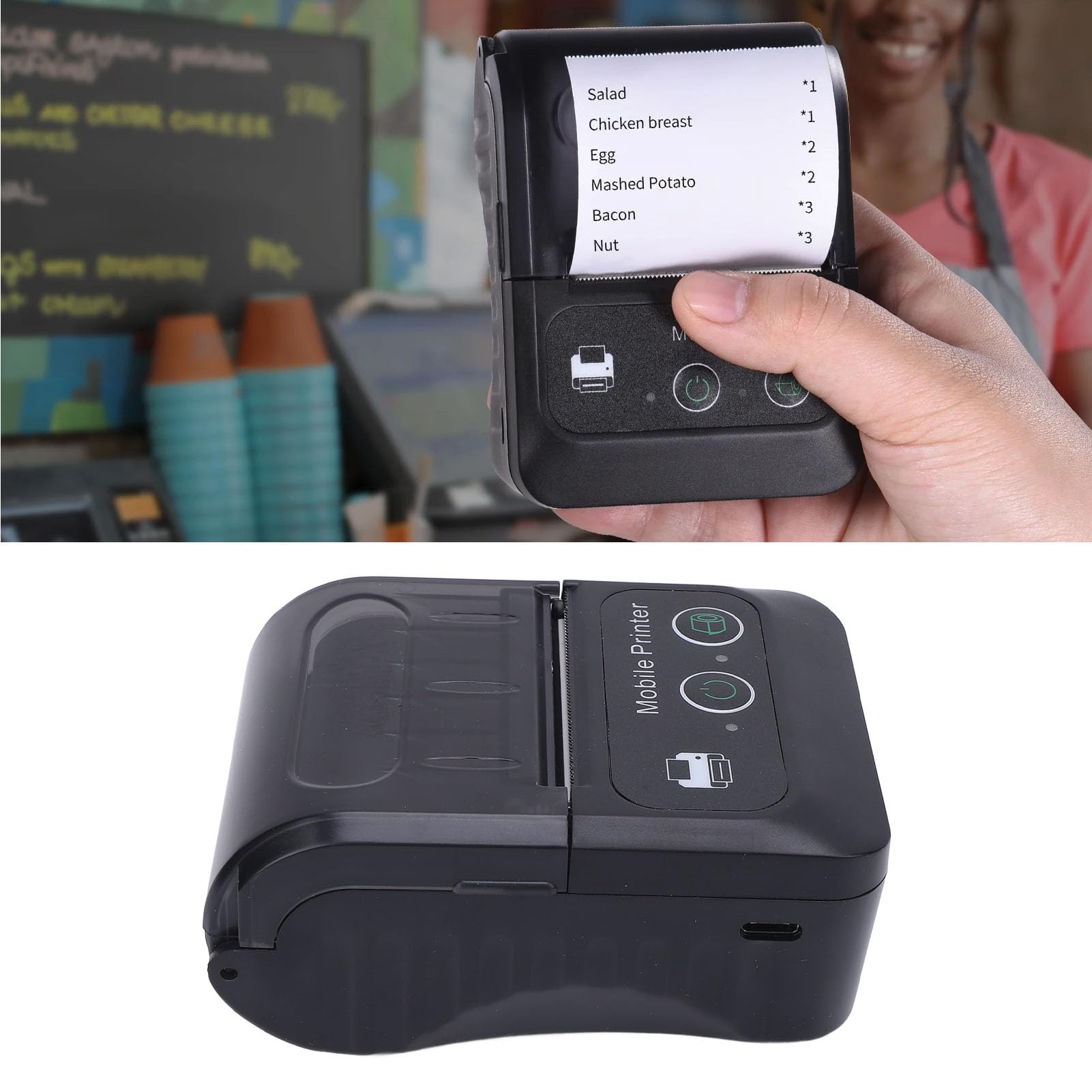 Jectse Bluetooth-Thermo-Belegdrucker, 58-Mm-POS-Drucker, 50 Bis 80 Mm Druckgeschwindigkeit Thermodrucker mit USB-Seriell-Ethernet, für Android, für Wins-Systeme