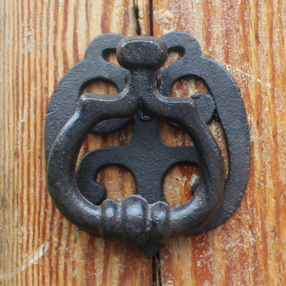 Metalowa żeliwna pukanie do drzwi wejściowych Kołatka do drzwi wejściowych do ogrodu Yard Drewniana klamka do drzwi Wyjątkowa