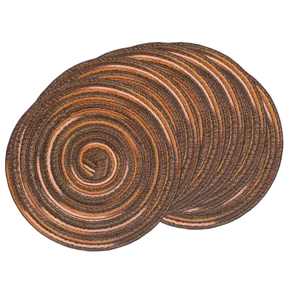 SCF2017 18CM Round Woven Cotton Yarn Placemats Heat Resistant Table Mats Set of 6,Coffee โ image 1
