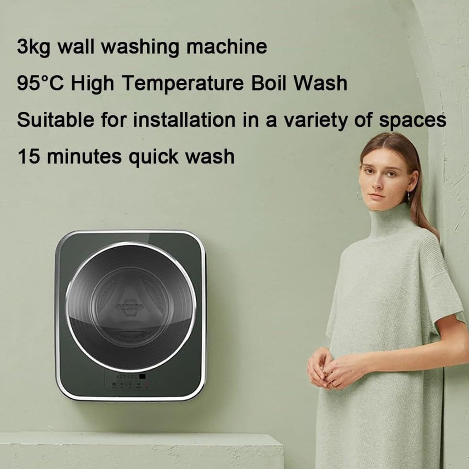 Lavatrice Automatica da 3 kg, Lavaggio e Asciugatura a Rullo Intelligenti