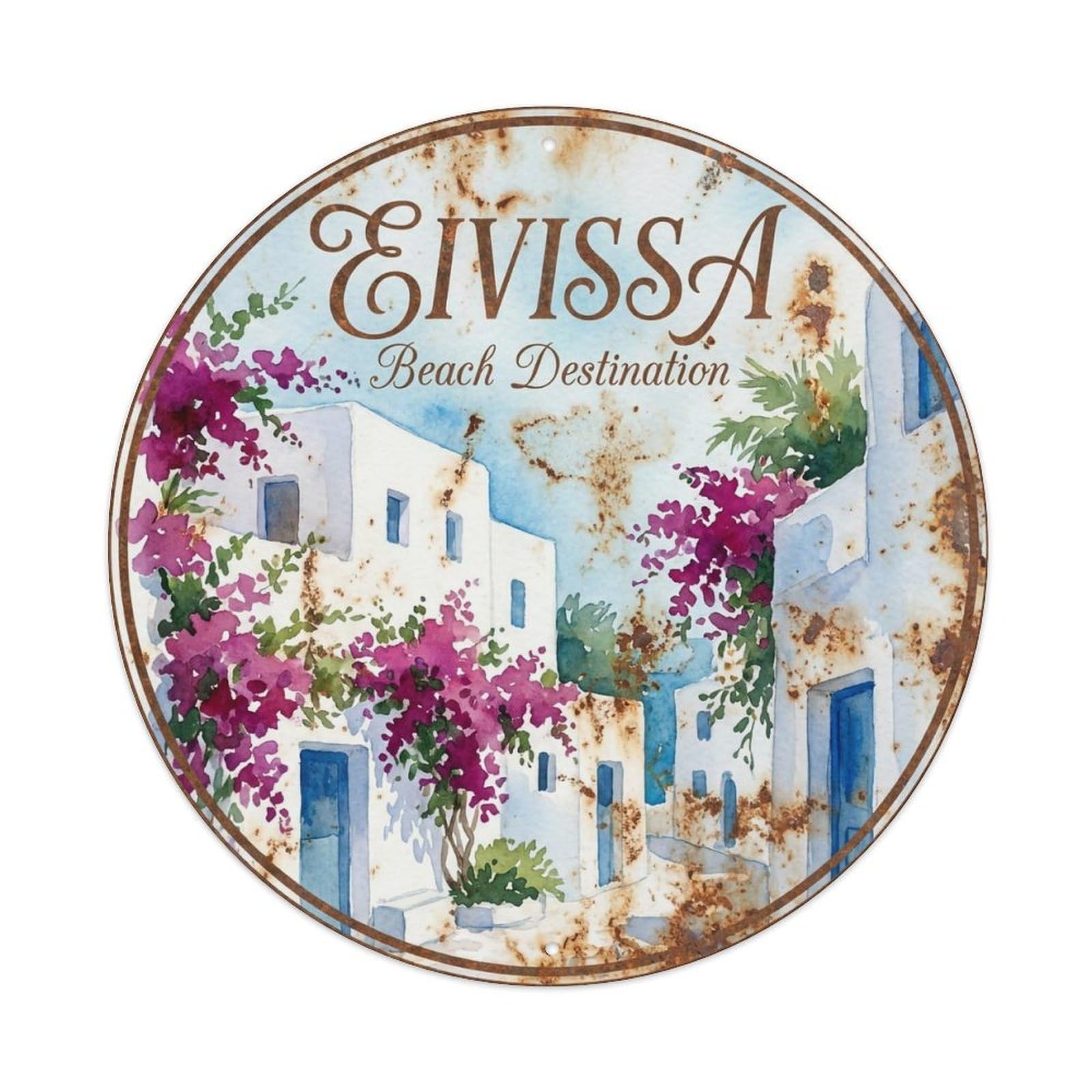 Vintage Travel Ibiza Spain Charm Metal Tin Sign