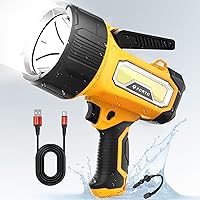 Vista 10 de FORTO Linterna Reflector Recargable, 200000 Lúmenes Linterna Reflector de Mano con Soporte Plegable, 6 Modos IPX7 Impermeable Luces LED Reflector