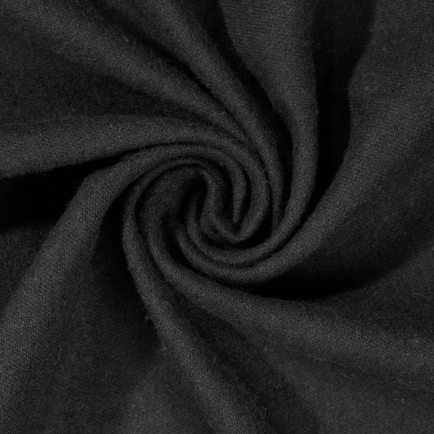 Cotton Flannel Fabric 45" Wide Soft Warm Comfy 10+ Colors by The Yard (Black, 1 Yard)