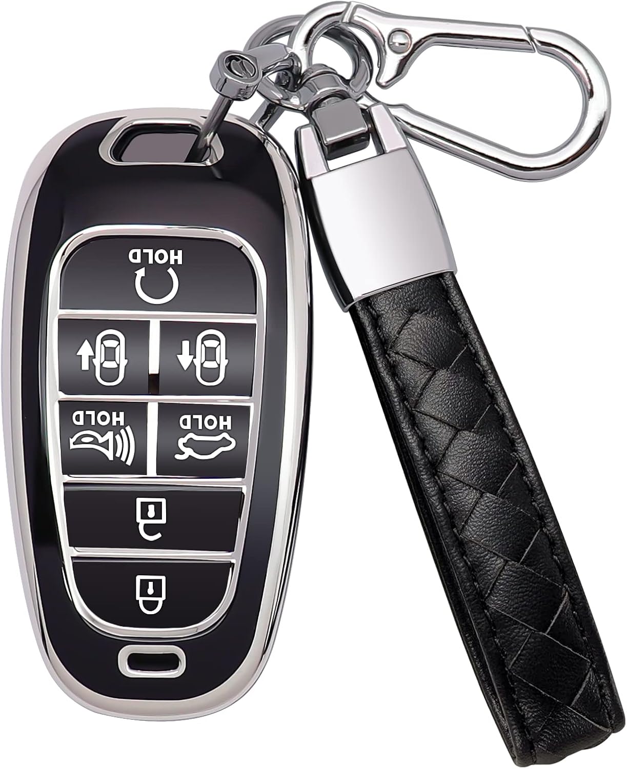Amazon.com: Kespevn for Hyundai Key Fob Cover 7 Button with Leather ...