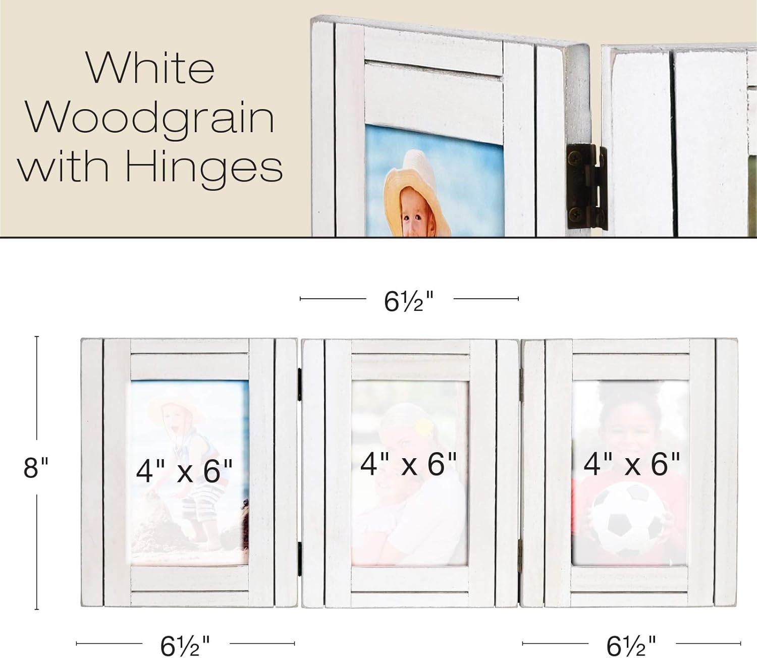 EXCELLO GLOBAL PRODUCTS Hand Painted Rustic Three Picture Frame: Holds Three 4x6 Photos - EGP-HD-0386