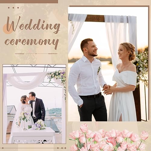 Miniatura 4 de Preboun 4 cortinas transparentes para arco de boda de 30 x 315 pulgadas, decoración de tela de gasa para ceremonia, fiesta de cumpleaños, boda,