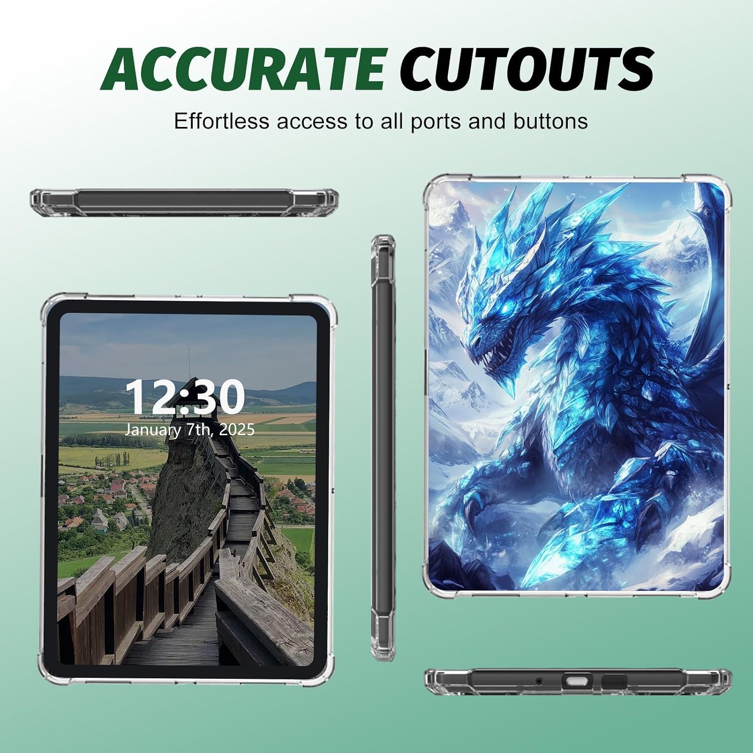 for Kindle Scribe 10.2inch 2022/2024 Case, Clear Case for Kindle Scribe 10.2inch 2022/2024 Lightweight Shockproof, Ice Dragon Slim Full Protective Bumper Cover for Kindle Scribe