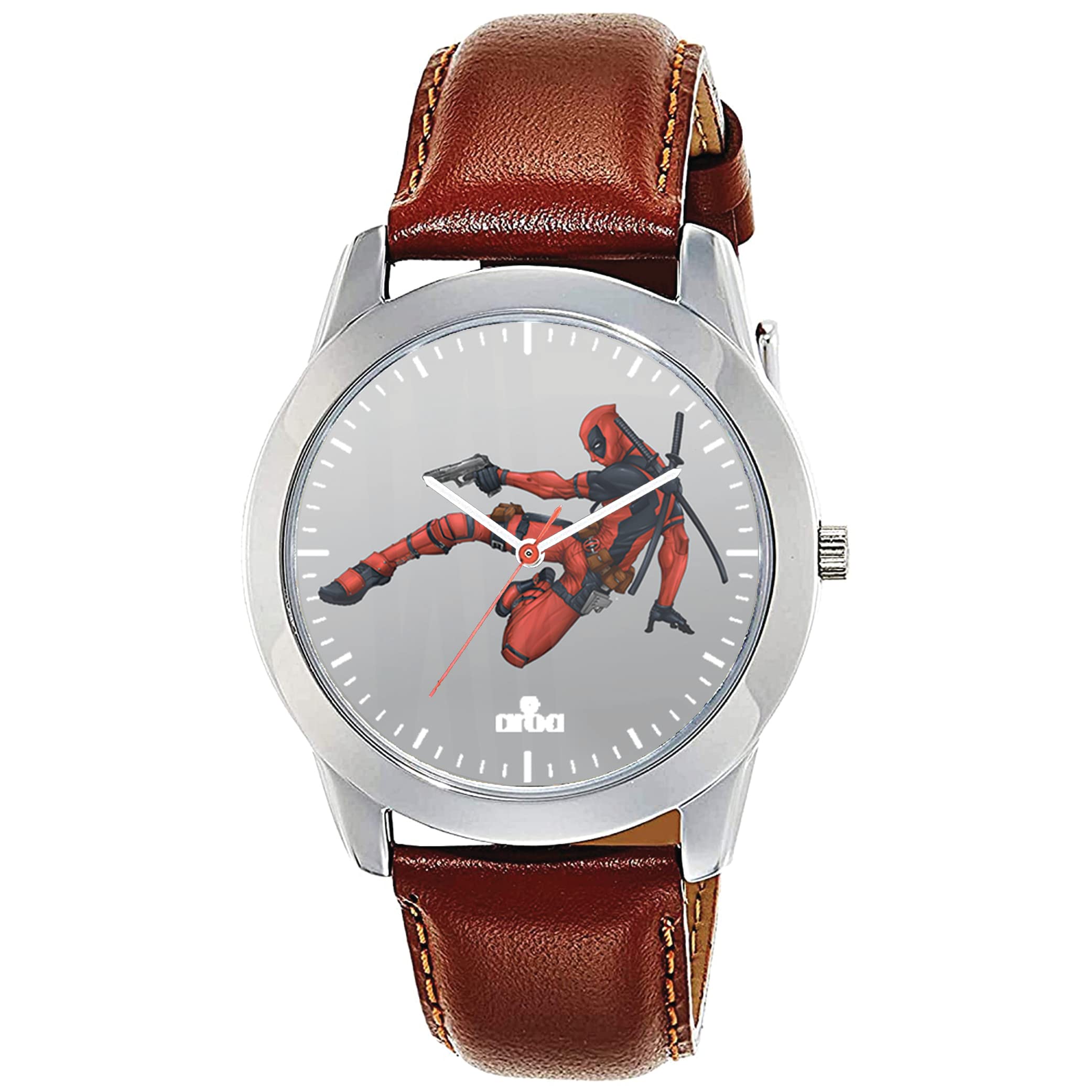 AROA Watch for Men with Deadpool Artwork Job Model :583 in Steel Metal Type Brown Strap Analog Watch Gray Dial for Men Stylish Watch for Boys (B0C5MCSY38) Amazon Price History, Amazon Price Tracker