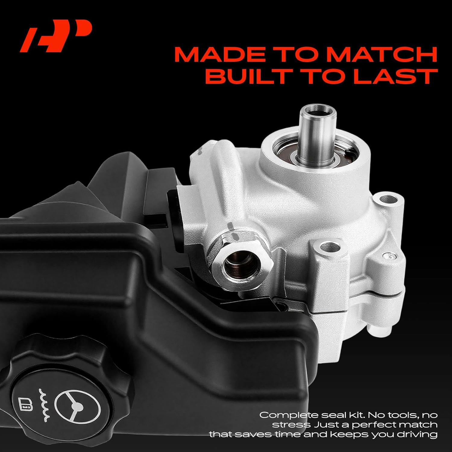 A-Premium Power Steering Pump, with Reservoir, Compatible with Cadillac DeVille 1998-2005, Seville 1998-2004, Oldsmobile Aurora 2001-2003, Pontiac Bonneville 2004-2005, 4.0L 4.6L