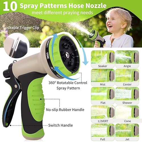 Miniatura 3 de Gardentime Manguera de jardín de metal de 100 pies, de acero inoxidable, resistente, ligera, flexible, con ajuste de 34 pulgadas, boquilla de 10