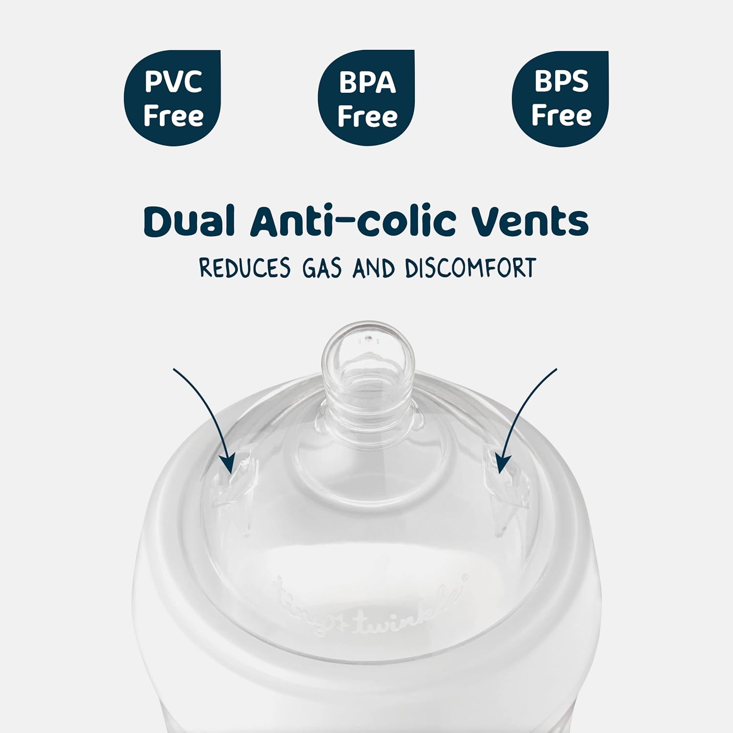 Tiny Twinkle Silicone Baby Bottle with Comfort Grip and Soft Flexible Nipple - Squeezably Soft Baby Bottles for Newborn and Up (White, 6 Ounce - 3 Pack)