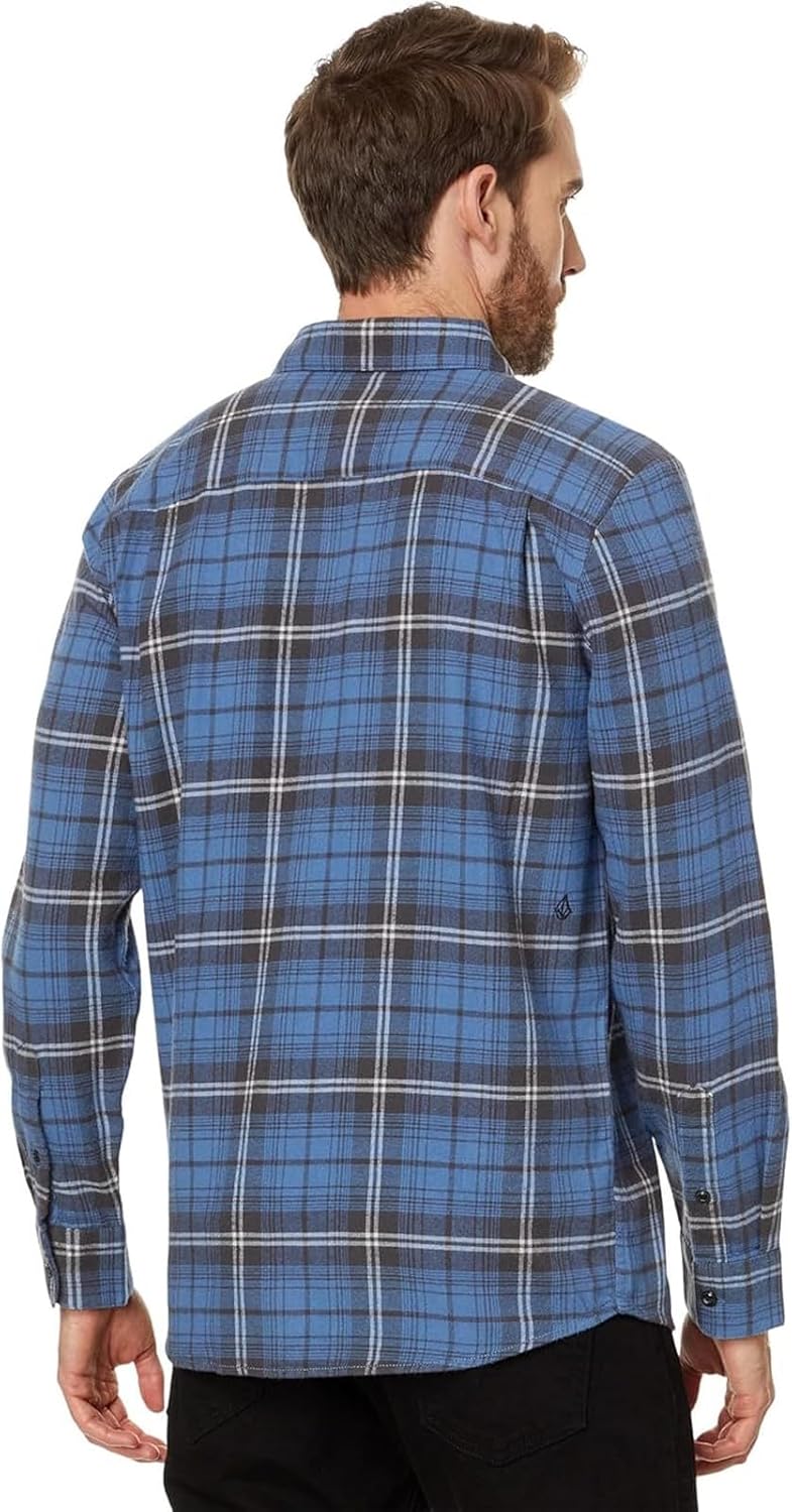 Volcom Men's Caden Plaid Long Sleeve Flannel Shirt – Button-Front, Soft Brushed Cotton