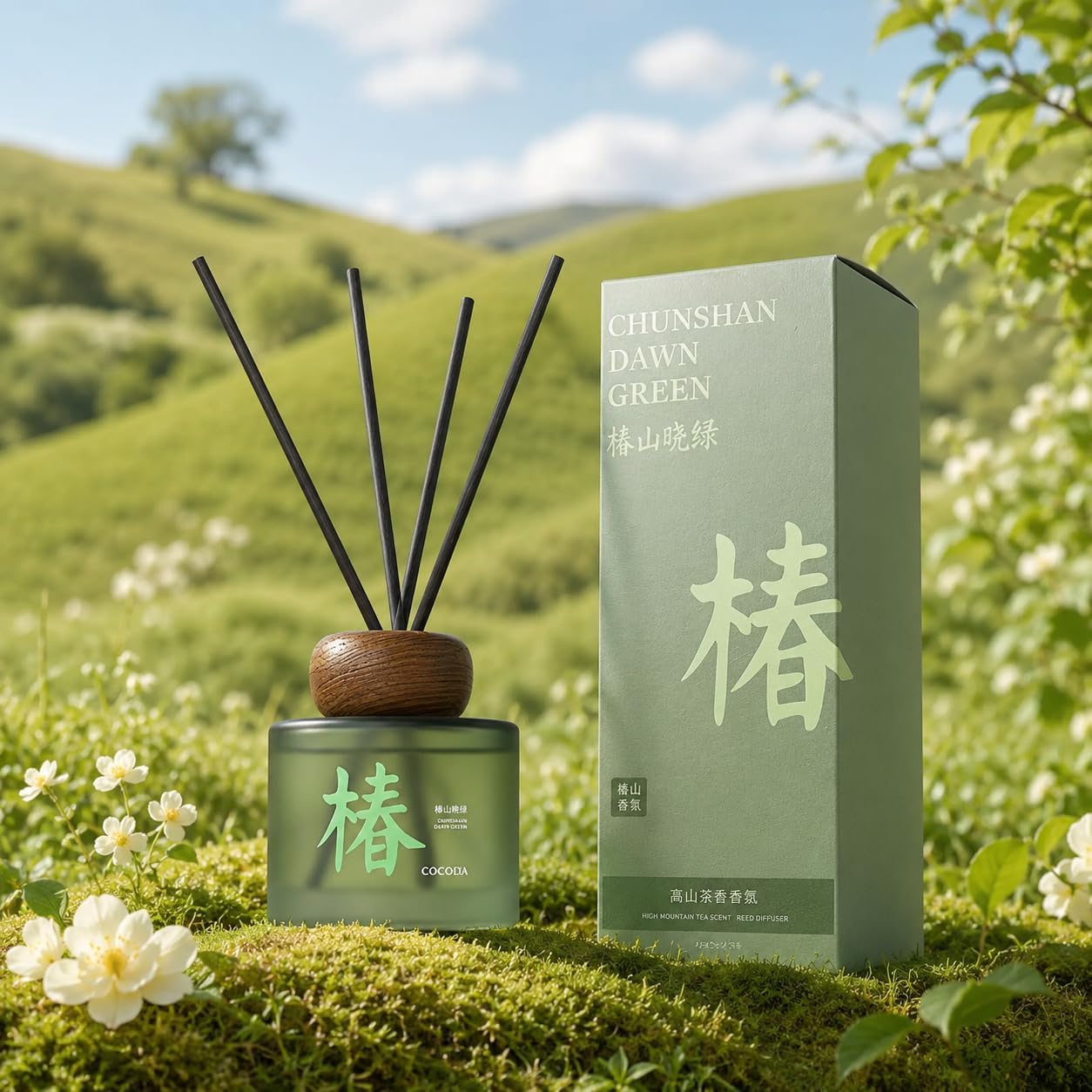 Dawn Camellia Grove Amalfi Lemon & Mint Reed Diffuser, 5.9 Fl Oz – Fresh Citrus Home Fragrance for Up to 90 Days - Reusable, Refillable Glass Holder - Includes 4 Natural Reed Sticks - Flame Free