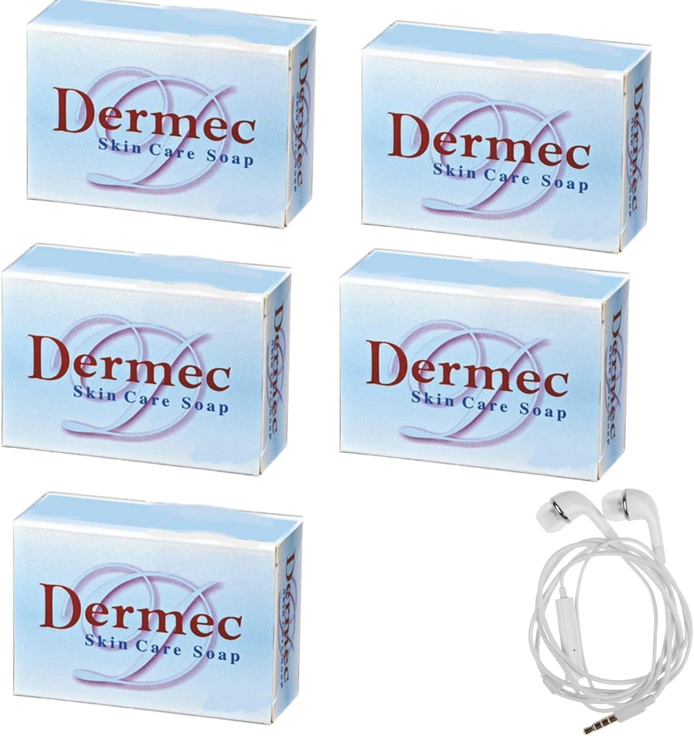 DERMEC SOAP SKIN CARE MAN WOMAN SOAP FREE EAR PHONE PACK OF 5