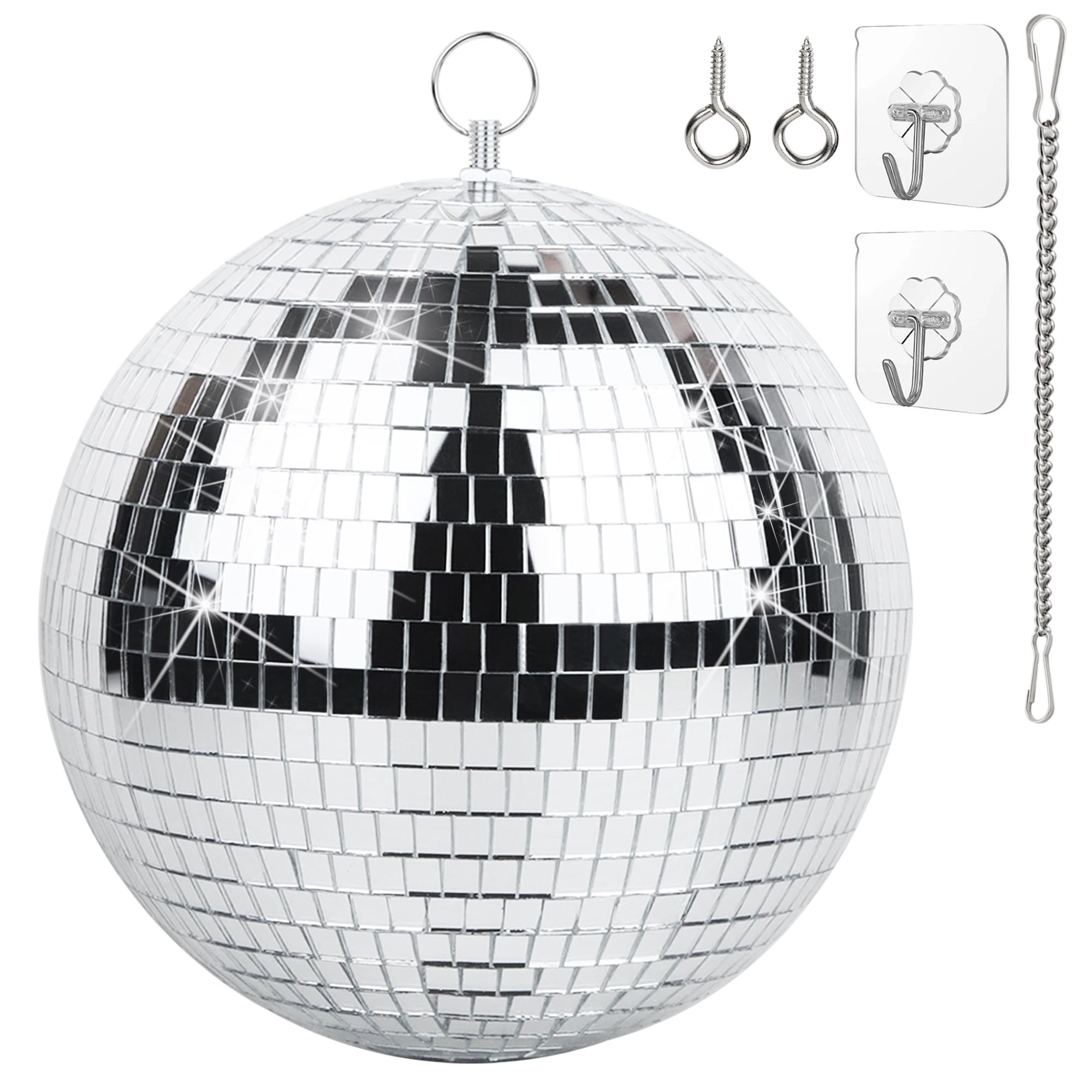 Lot De 15 Mini Boules Disco à Facettes Argentées - 3 Tailles (3 à 10 Cm) Pour Déco Fête Et Sapin