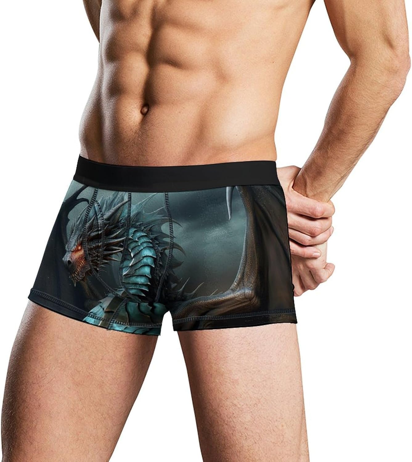 Cool Dragon Mens Boxer Briefs Short Breathable Underwear Trunks Soft Moisture-Wicking Boxer Shorts Novelty Underpants