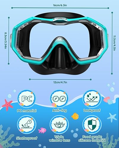 Miniatura 9 de W WSTOO Snorkeling Gear for Kids and Adults,Snorkel Mask Panoramic Anti-Leak and Anti-Fog Three-Lens,Dry Top Scuba Diving Mask,Adjustable Snorkel