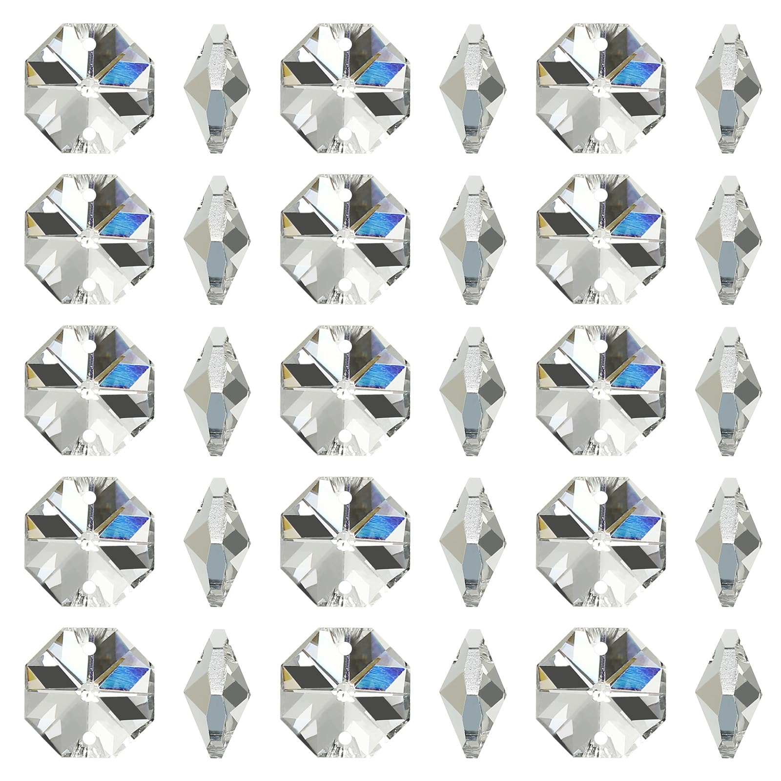 Pendentifs de prismes de lustre en cristal K9 à 2 trous pour suspension déco, 14mm
