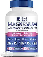 5 in 1 Magnesium Complex Capsule 976mg wtih Magnesium Glycinate, Citrate, Malate, L-Threonate & Vitamin B6, High Absorption Magnesium Complex for Women & Men, Third-Party Tested, Vegan, Non-GMO