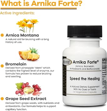 DermAvance Arnika Forte Capsules Swelling and Bruising Reducer After Surgery and Aesthetic Treatments, Antioxidants & Bioflavonoids, Arnica 1000mg, Bromelain 125mg 3000GDU - 14 Capsules