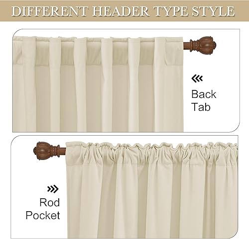 Miniatura 4 de RYB HOME Cortinas de terciopelo beige de 120 pulgadas de largo  Cortinas extralargas con aislamiento térmico para comedor y dormitorio, 52 pulgadas