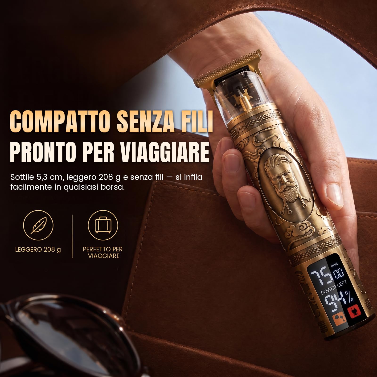 Yineel HC200 Tagliacapelli Uomo Professionale, rasoio elettrico barba | Elettrico Barba Macchinetta per Capelli Ricaricabile USB, Schermo LCD,Set Tagliabarba,Lama di Precisione a T, Regalo per Uomo