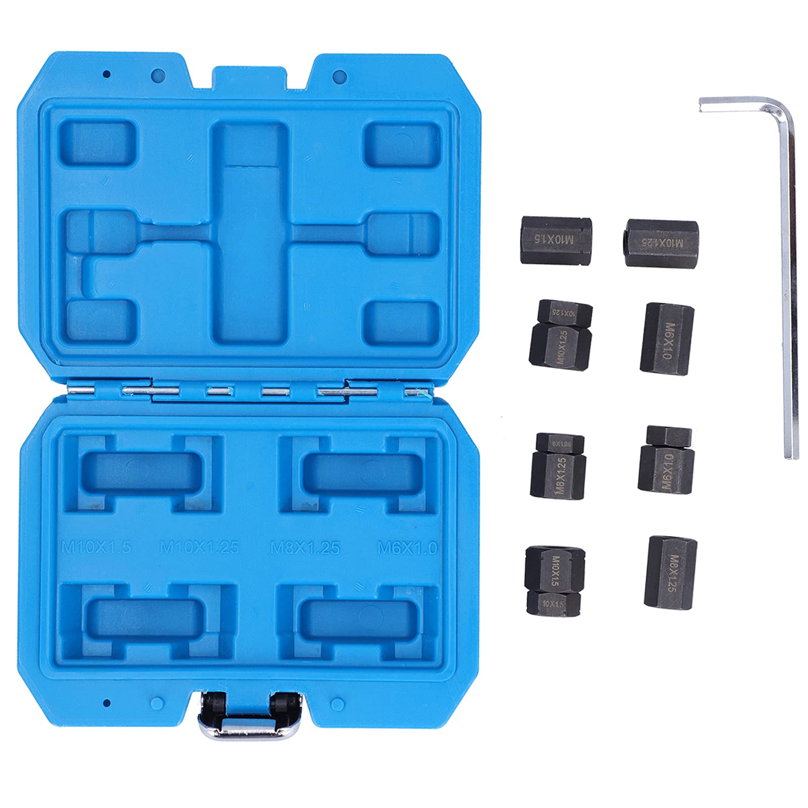 Klanata 9-Piece Car Stud Removal and Installation Kit, Thread Stud Remover Set with Sizes M10x1.5, M10x1.25, M8x1.25, M6x1.0 for Automotive Fastener