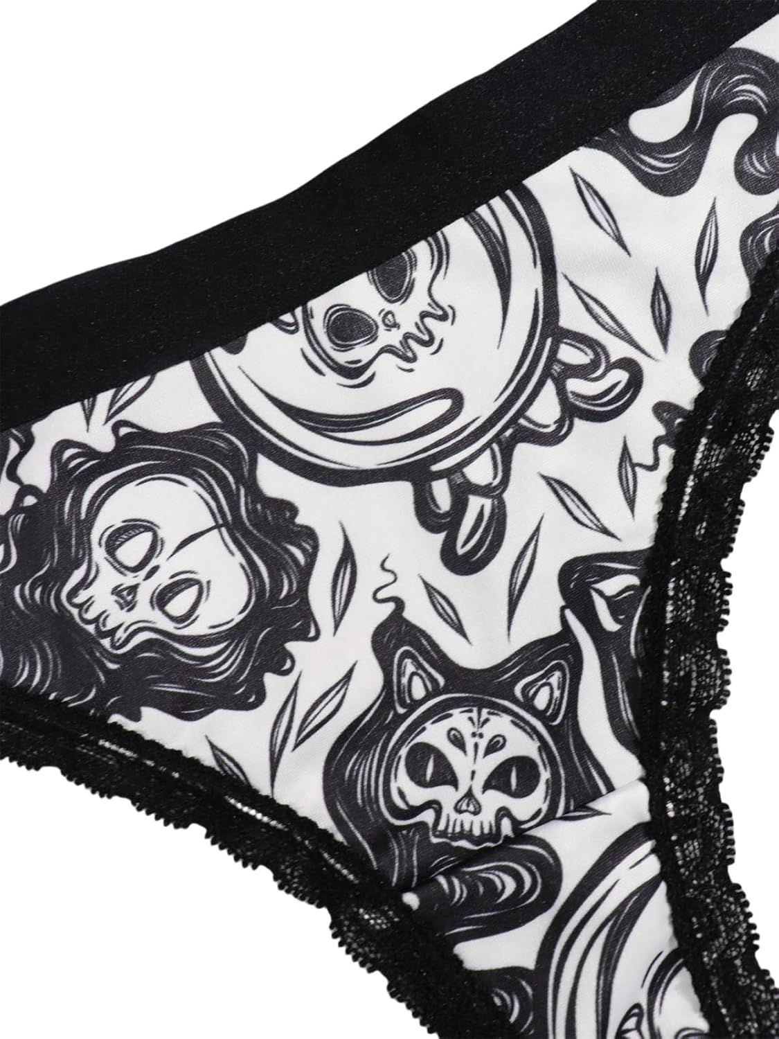 Morvia Variety of Panties Thongs Sexy Cute Chic Gothic Contrast Lace Halloween Skulls Stars Inspired Print Random Underwear - Image 8