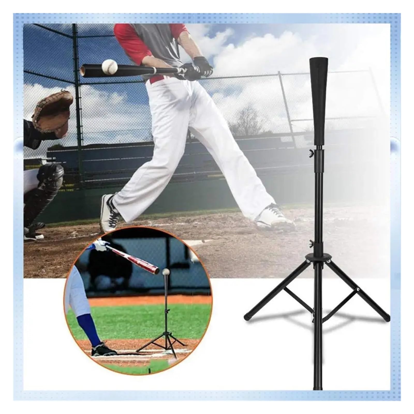 Béisbol Batting Tea de Golpe Trípode tee de bateo béisbol y sóftbol, ​​tee Goma Ajustable, trípode Entrenamiento, Equipo práctica