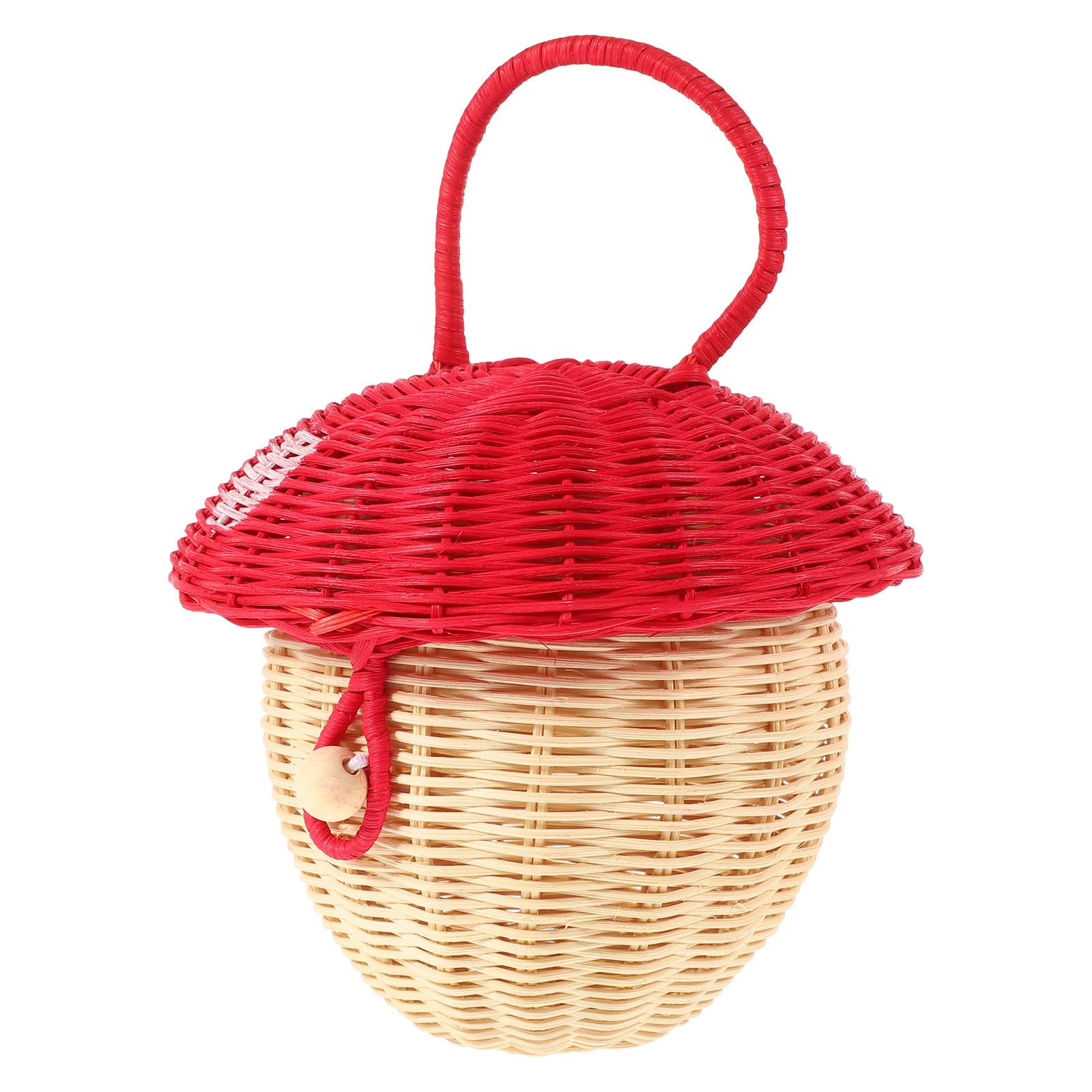 Panier en rotin champignon rouge tressé main de haute qualité