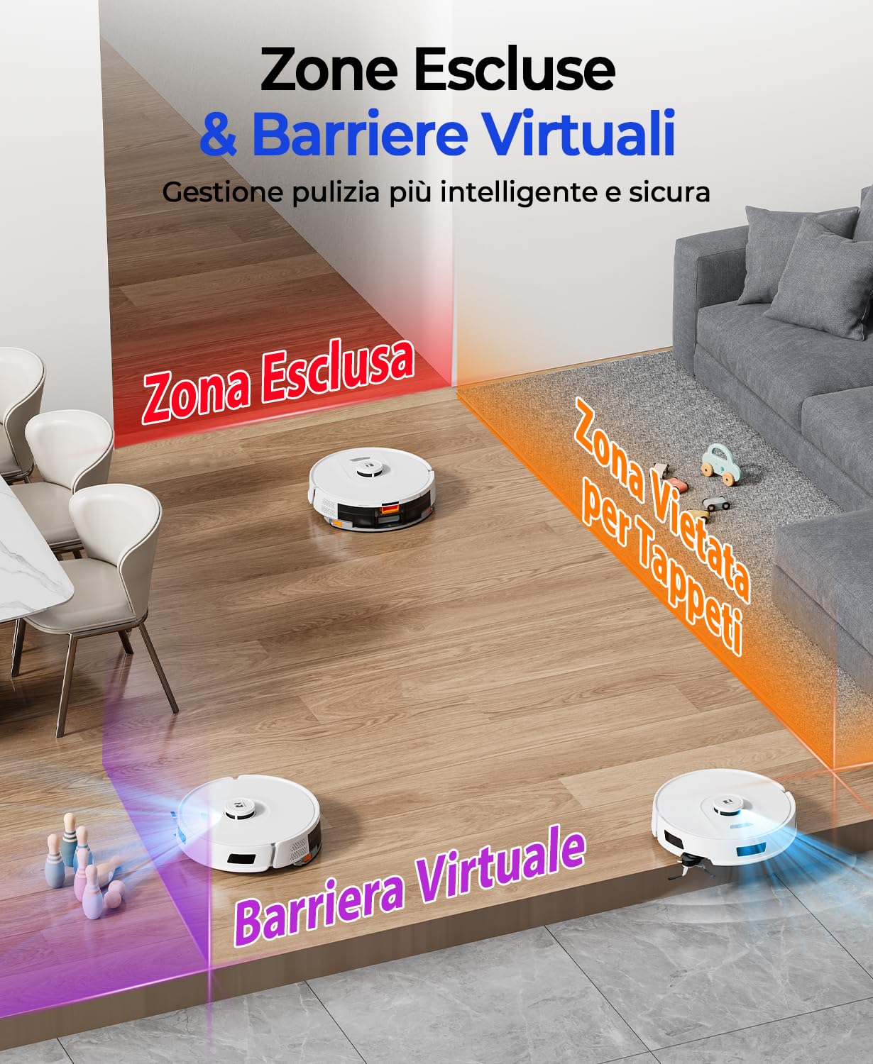 Redkey D8 Robot Aspirapolvere Lavapavimenti con Mappatura, 25000Pa Ultra Aspirazione, 4L Svuotamento Automatico, Anti-Groviglio Capelli, Aspirapolvere Robot Lavapavimenti per Tappeti/Peli/Animali